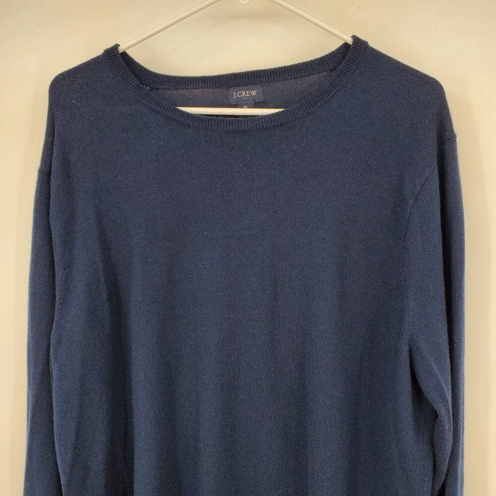 J.‎ Crew Wool Blend Navy Blue Men's Pullover Crewneck Sweater Shirt XL